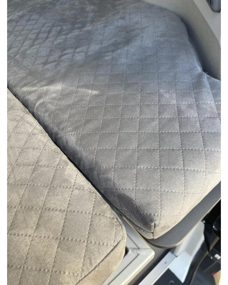 Set of grey mattress fabric covers – custom-fit for the rear bed of the VW Grand California 600