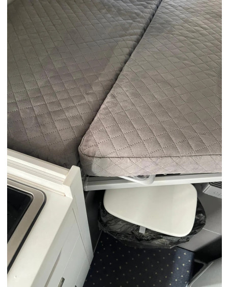 Set of grey mattress fabric covers – custom-fit for the rear bed of the VW Grand California 600