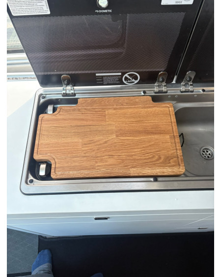 Oak Cutting Board with Mounting Bracket – Table Extension Compatible with Dometic Kitchen VW Grand California 600/680