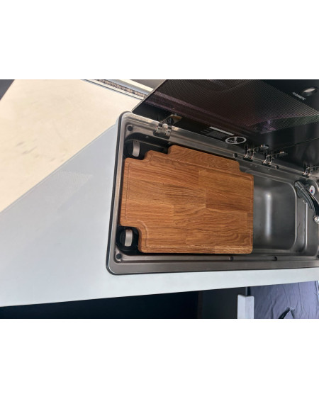 Oak Cutting Board with Mounting Bracket – Table Extension Compatible with Dometic Kitchen VW Grand California 600/680
