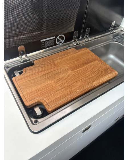 Oak Cutting Board with Mounting Bracket – Table Extension Compatible with Dometic Kitchen VW Grand California 600/680
