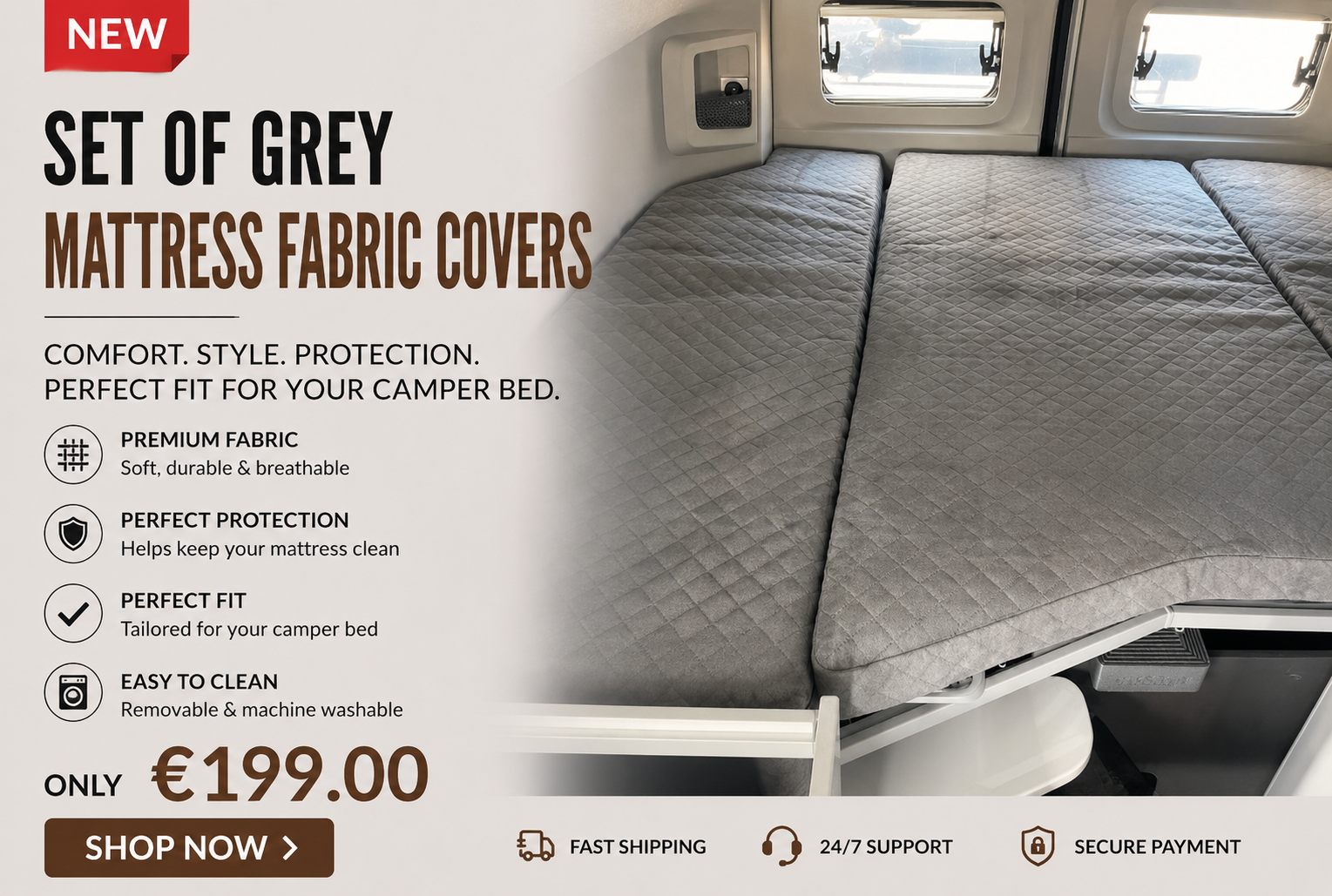 Set of grey mattress fabric covers